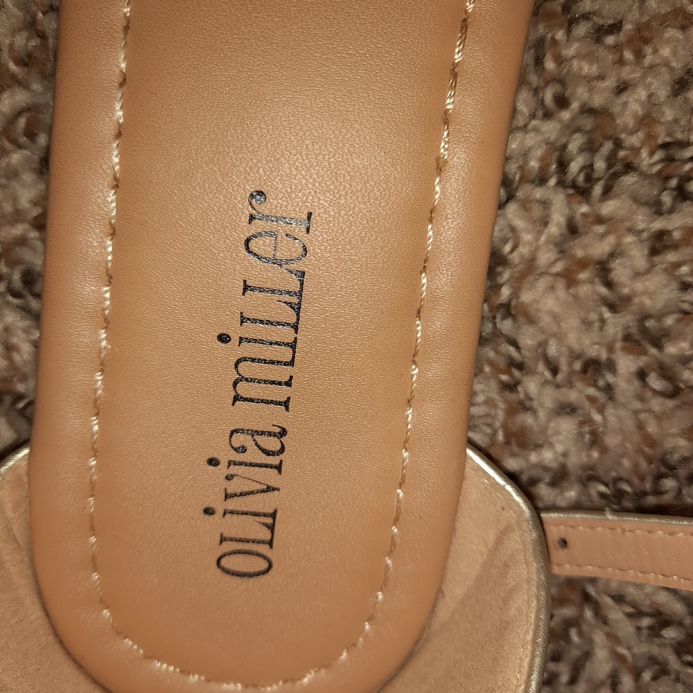 Olivia Miller Pink and Gold Beaded Sandal Size 8.5